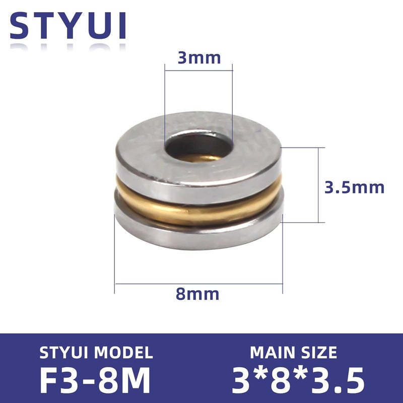STYUI (10Pcs) F3-8M Miniature Thrust Ball Bearings 3mm x 8mm x 3.5mm Miniature Plane Thrust Bearings Chrome Steel One Way - Image 3